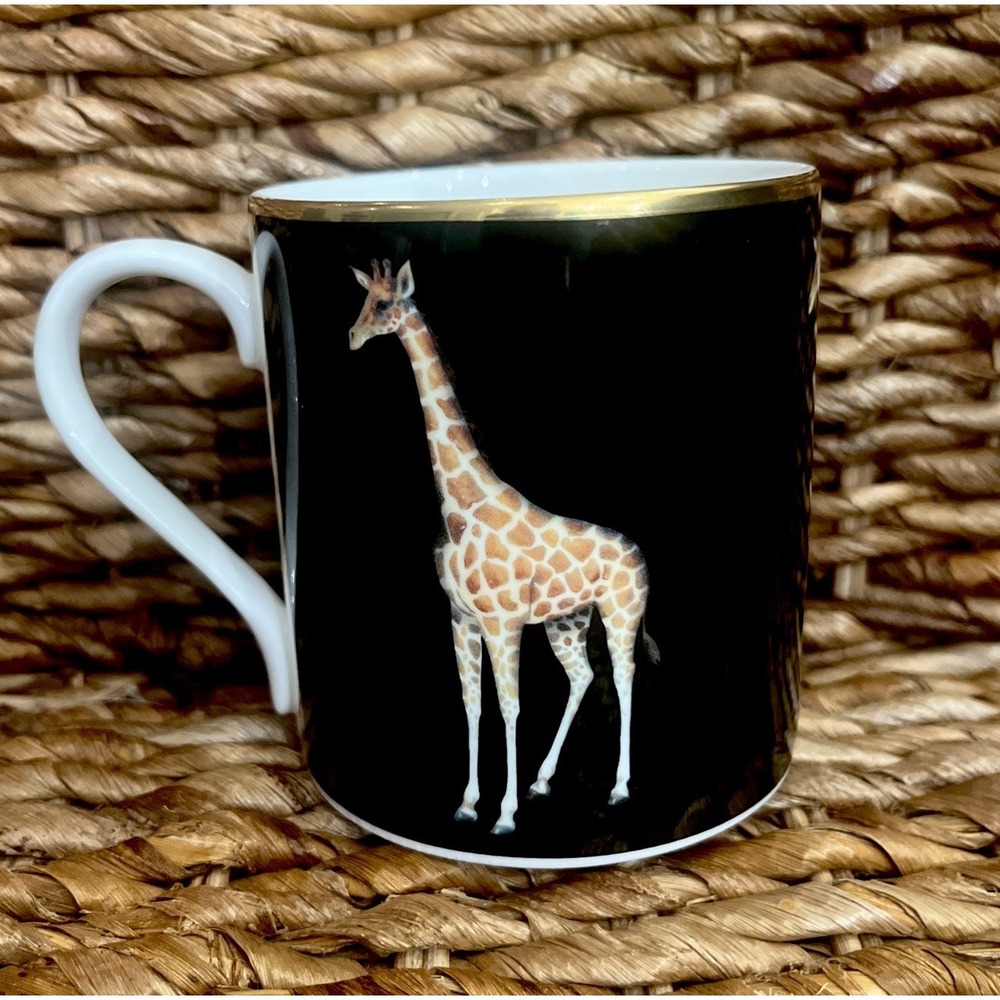 Halcyon Days Giraffe Mug Cup Fine Bone China 14K Gold Trim HTF! Made In‎ England